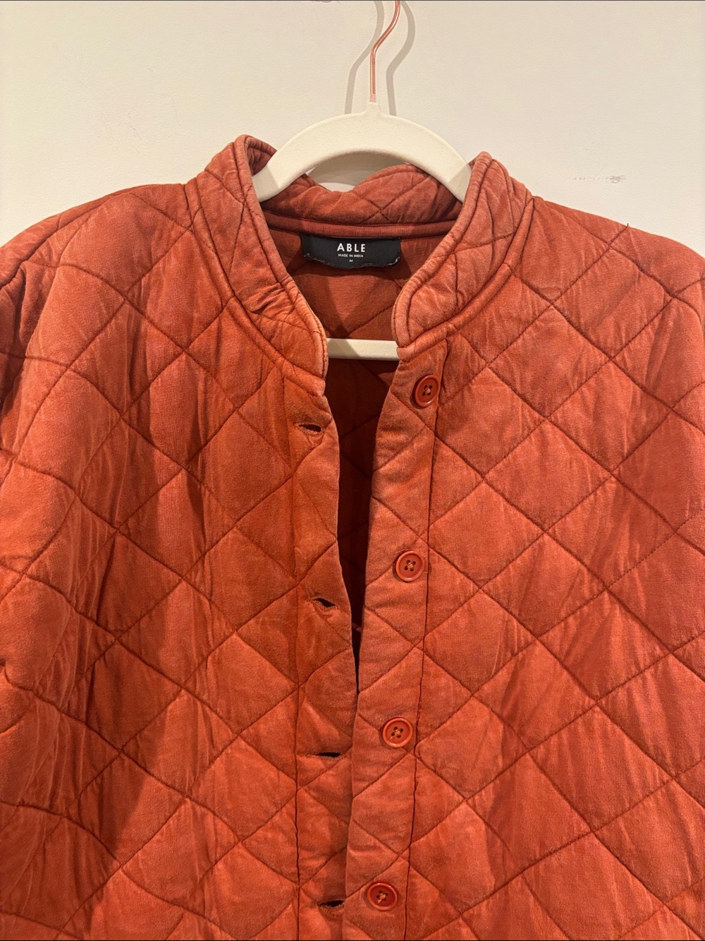 Able Quilted Rust Orange Button-Front Jacket - Picture 2 of 4